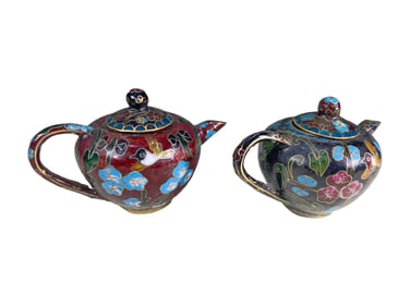 2 Chinese Small Cloisonne Kettles
