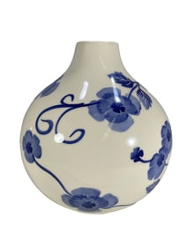 Oriental Blue & White Pottery Vase
