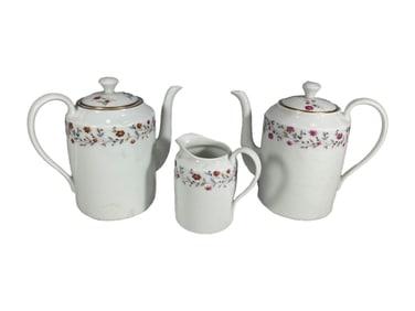 Limoges, France Hand Painted Porcelain Coffeepots & Creamer