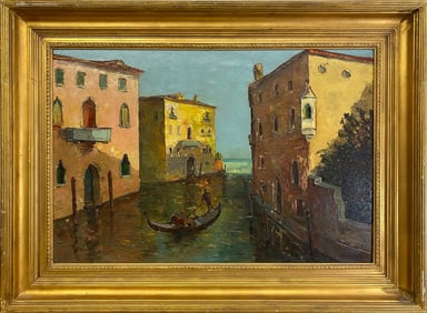 Signed Venetian Oil on Canvas Painting
