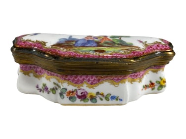 Antique Meissen Porcelain & Bronze Box