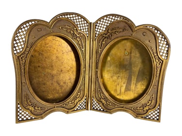 Antique French Gilt Bronze Double Picture Frame