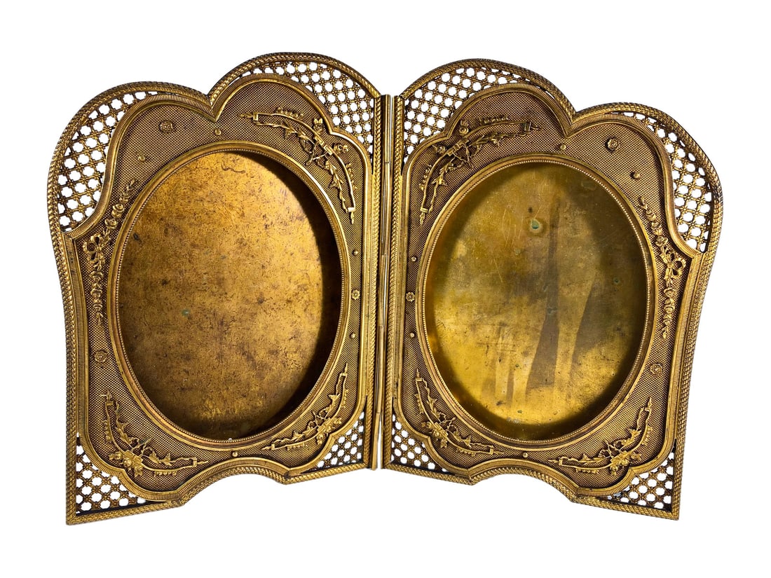 Antique French Gilt Bronze Double Picture Frame (1 of 6)
