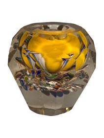Antique Czech Faceted Glass Paperweight