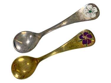 Georg Jensen, Denmark Sterling Silver & Enamel Spoons