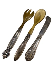Georg Jensen, Denmark Sterling Silver & Bakelite Set