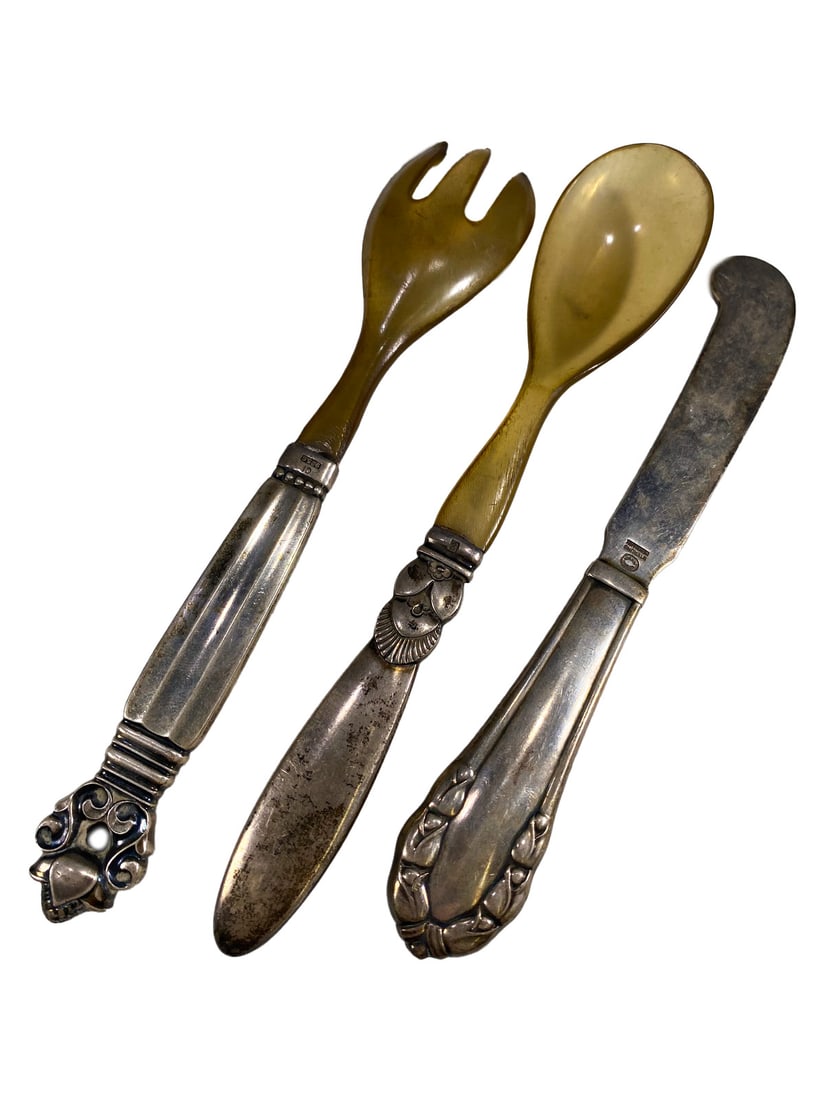 Georg Jensen, Denmark Sterling Silver & Bakelite Set (1 of 8)