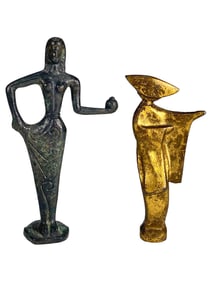 Japanese Geisha & Egyptian Bronze Statues