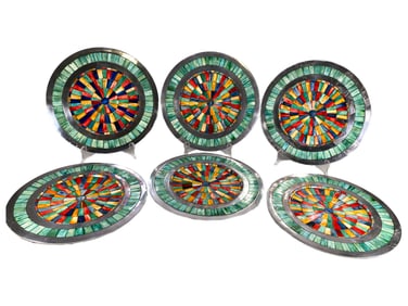 Bone Multicoloured Mosaic & Aluminum Plates