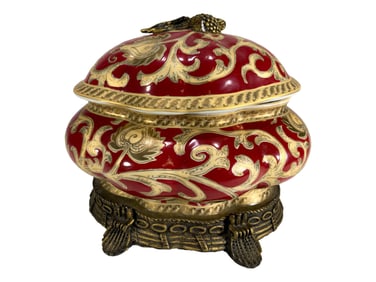 Red & Gold Porcelain Lided Box