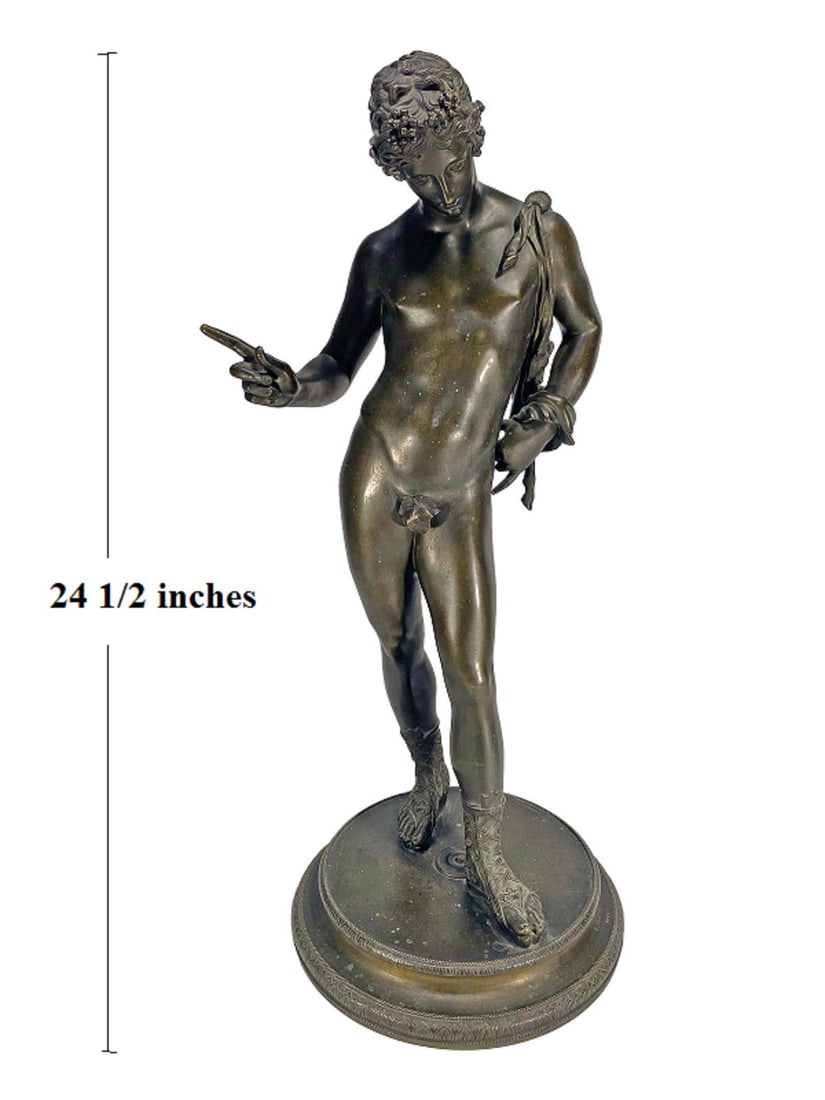 Benedetto BOSCHETTI (1820-1860) Italian Bronze Sculpture: Benedetto BOSCHETTI (1820-1860) Italian Bronze Sculpture, Titled: Narcissus. 24 1/2 x 11 x 10 1/2 in.Good condition. Local Pick up call one day before to make an appointment. TO SHIP THIS ITEM IN USA