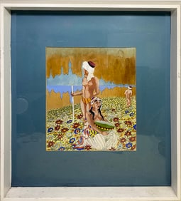 1960 Mixed Media Persian Painting signed Jud D