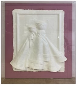 Vintage Pressed paper 3 D in Acrilyc Frame, signed