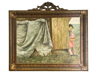 Antique Japanese Oil on Canvas, signed