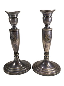 Pair of GM Co EP Silverplated Candle Holders