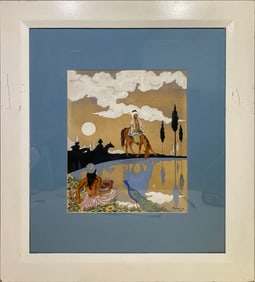 1960 Mixed Media Persian Painting signed Jud D