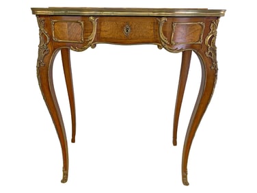French mahogany, Bronze & Marble Console Desk Table
