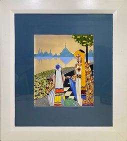 1960 Mixed Media Persian Painting signed Jud D