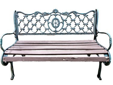 Antique Iron & Wood Garden Bench