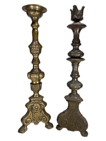 2 Vintage Altar Church Brass Candelabras