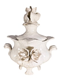Vintage White Flowers Porcelain Tureen