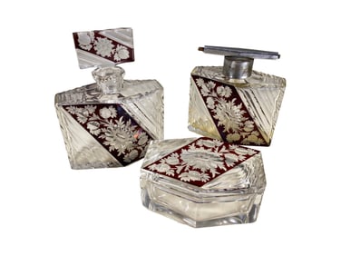 Art Deco Czech Bohemian Vanity Set