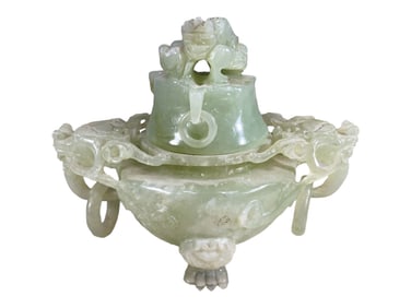 Vintage Chinese Carved Jade Incense Burner