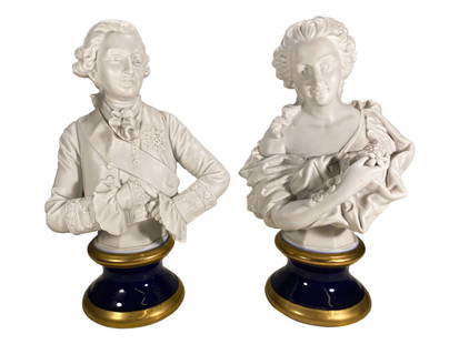 Early 20th C KPM Bisque King & Queen Bust by P. FRANK: Early 20th C KPM Bisque King & Queen Bust by P. FRANK. 11 3/4 x 7 x 4 1/4 inGood condition. Local Pick up call one day before to make an appointment. TO SHIP THIS ITEM IN USA OR INTERNATIONAL, PLEASE