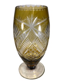 1949s Czech Bohemian Amber Crystal Vase