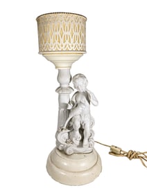 Vintage White Bisque & Metal Table Lamp