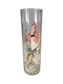 Antique European Hand Painted Glass Vase
