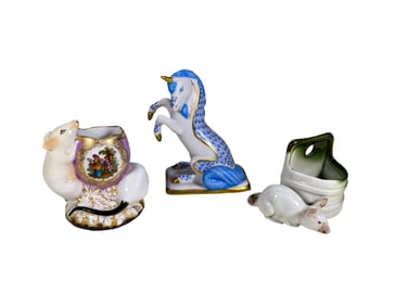 Franklin Mint Unicorn & 2 German Mouses Porcelain