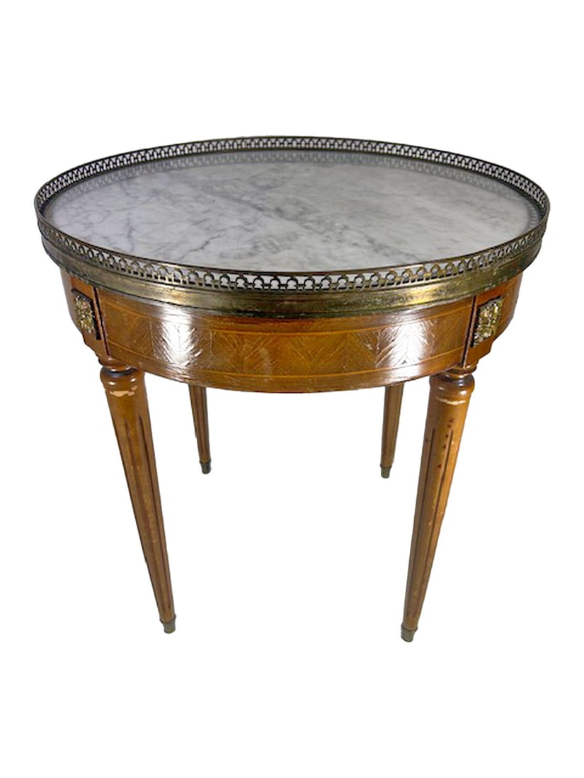 French Louis XVI Style Marble Top Round Table (1 of 4)