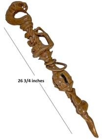 African Nyami Hand Carved Wood Stick