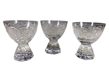 3 Rogaska Bohemia Yugoslavian Crystal Goblets