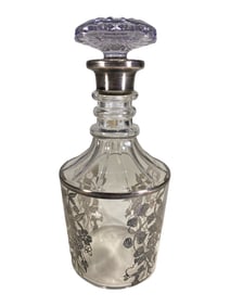 Silver Overlay Crystal Decanter