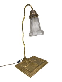 Vintage Gilt Bronze & Glass Desk Lamp