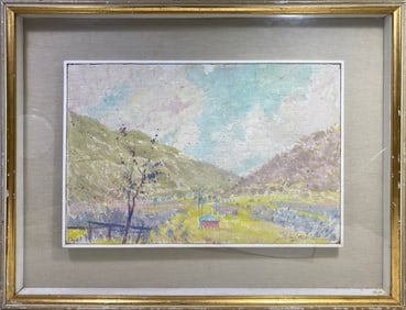 1960 Oil on Board Landscape Painting, signed