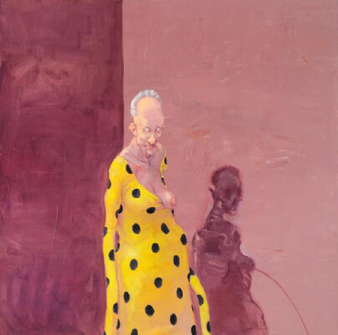 Michael Kvium: "Keep Dreaming", 2005. Signed, titled: "Keep Dreaming", 2005. Signed, titled and dated on the reverse. Oil on canvas. 110×110 cm. Provenance: Galleri Franz Pedersen, Horsens, Denmark. This lot is subject to Artist's Royalty. Artist’s Ro