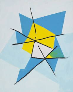 Richard Mortensen: "Øvelsesstykker. Jadran". Sign. på: "Øvelsesstykker. Jadran" (Exercise Piece. Jadran), 1992. Signed and dated on the reverse. Oil on canvas. 100×81 cm. Literature: Jan Würtz Frandsen: "Richard Mortensen. Erindringens år 1958-1992. T