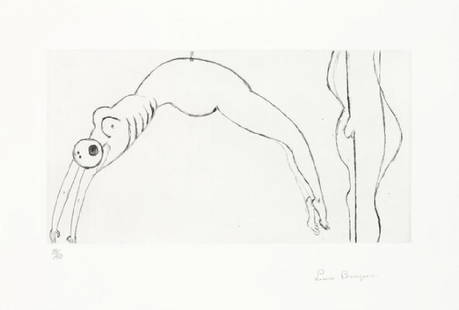 Louise Bourgeois: "Arched Figure", 1992-93. Signed: "Arched Figure", 1992-93. Signed Louise Bourgeois, 29/50. Published by Peter Blum Edition, New York. Printed by Harlan & Weaver, New York. Etching. Sheet size 39×56 cm. Literature: Wye & Smith no. 12