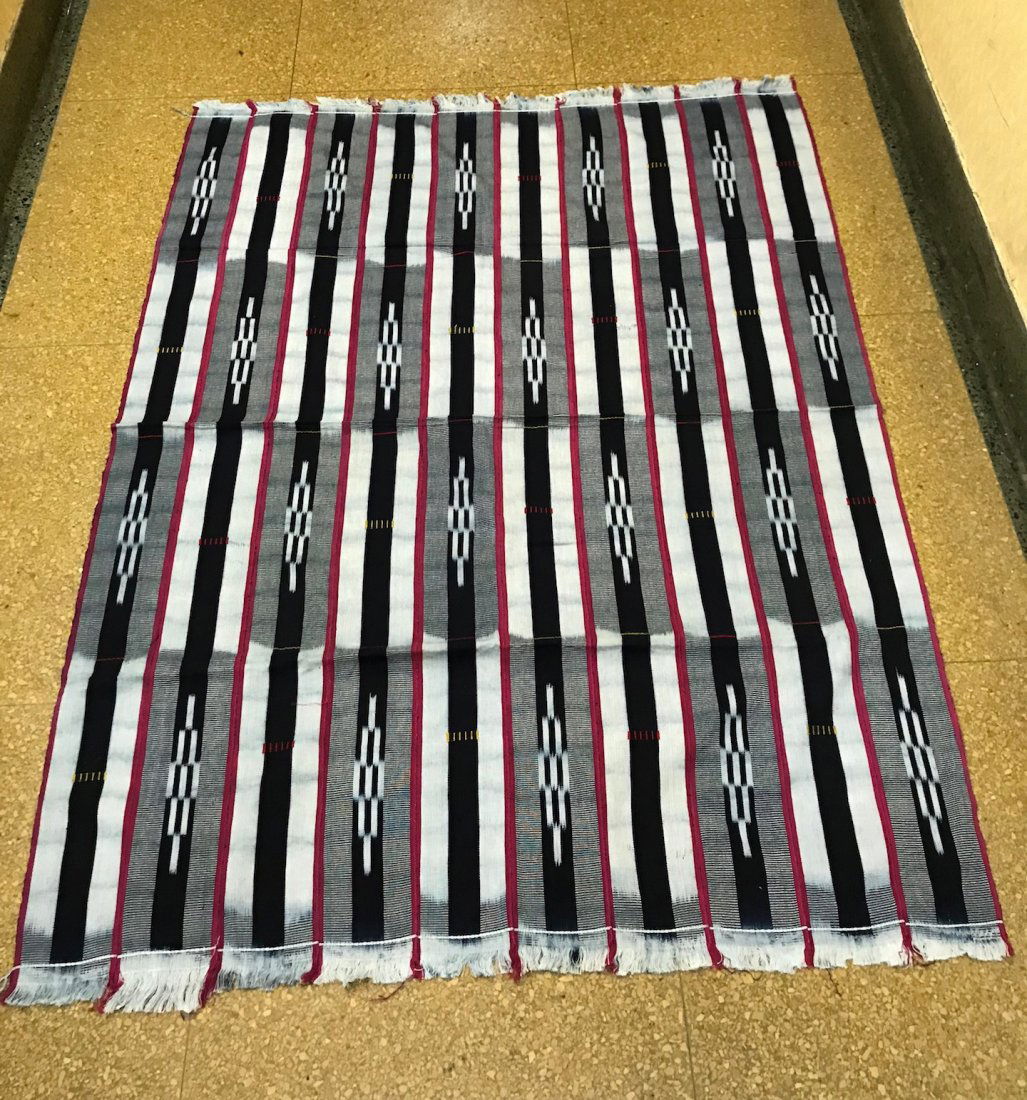 100% Cotton Baule Ikat Stripe Cloth: African Art 100% Cotton Baule Ikat Stripe Cloth is from Ivory Coast. The dimension is 60 inches long x 40 inches wide. The shipping cost for domestic is $35.00 flat rate shipping within the Continenta