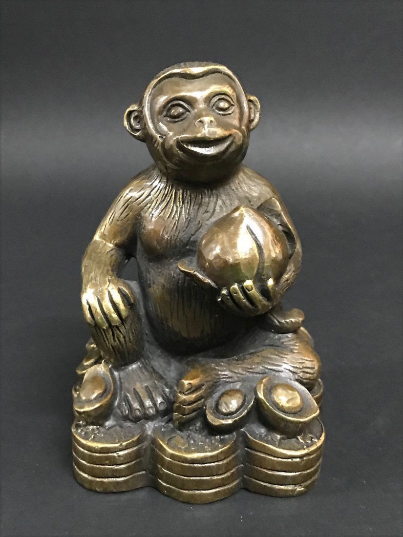Bronze Gold Gilt Sitting Monkey (1 of 6)