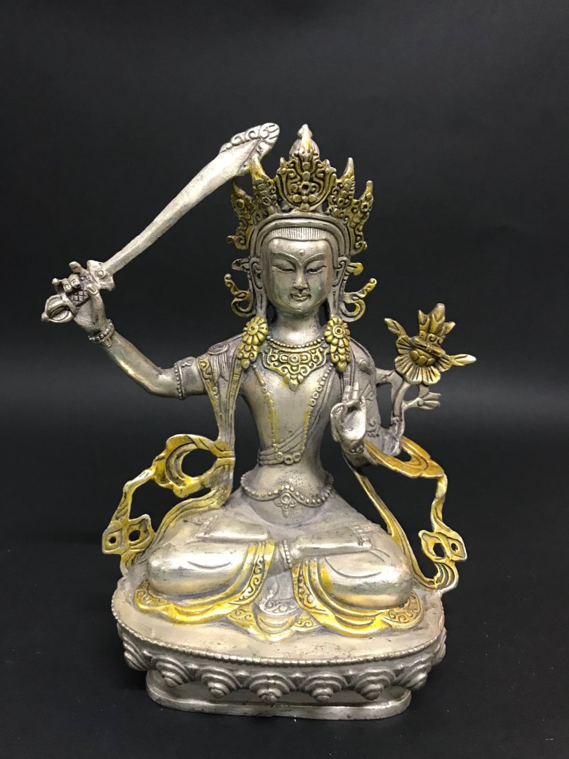 Bronze Gold Gilt Buddha Sculpture: Chinese Decorative Work of Art Bronze Gold Gilt Buddha Sculpture, Dimension 8.25 inches 6.75 high x inches wide. The packing and shipping cost for domestic is $25.00 flat rate shipping within the Cont