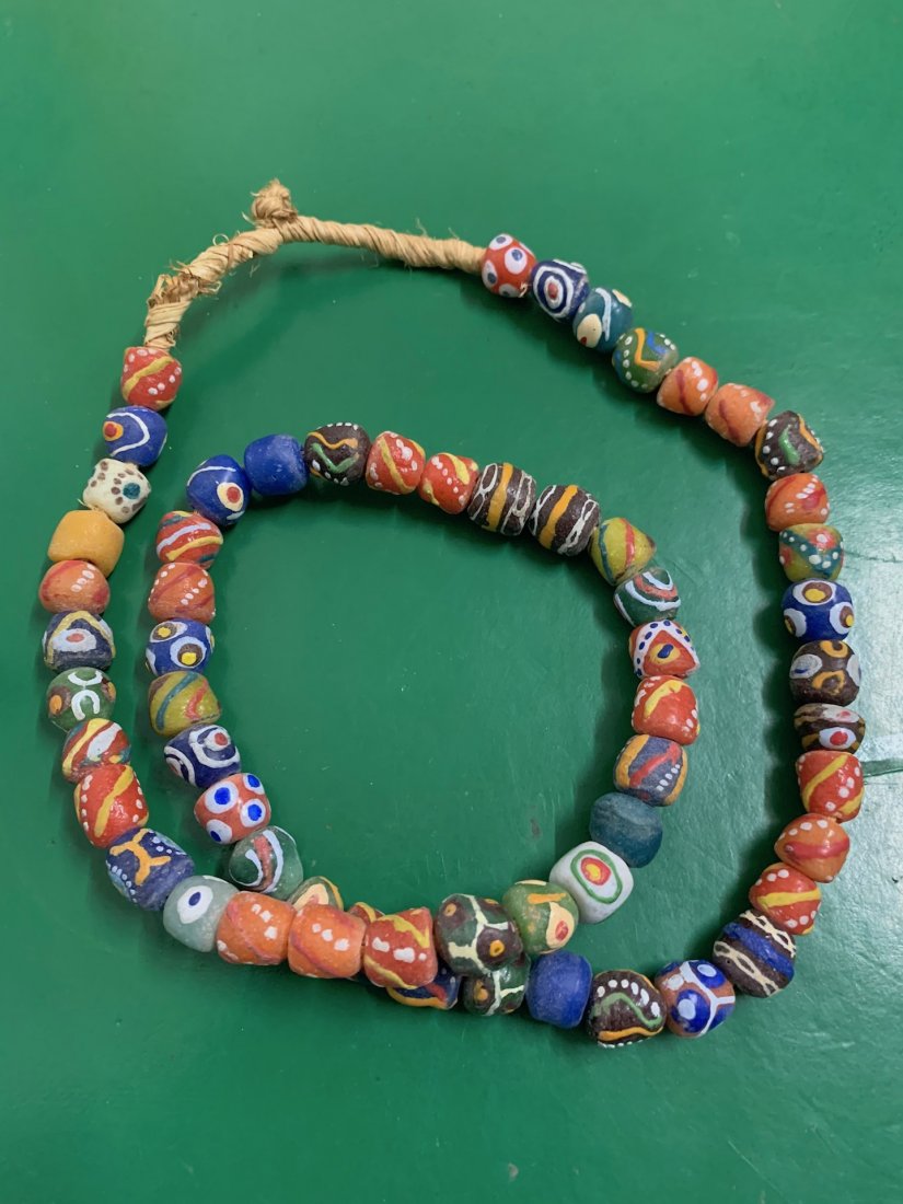 Glass Beads: African Tribal Art Glass Beads, Dimension is 28 rounds. The shipping cost for domestic is $15.00 flat rate shipping within the Continental US, international foreign shipping rates are determined by lo