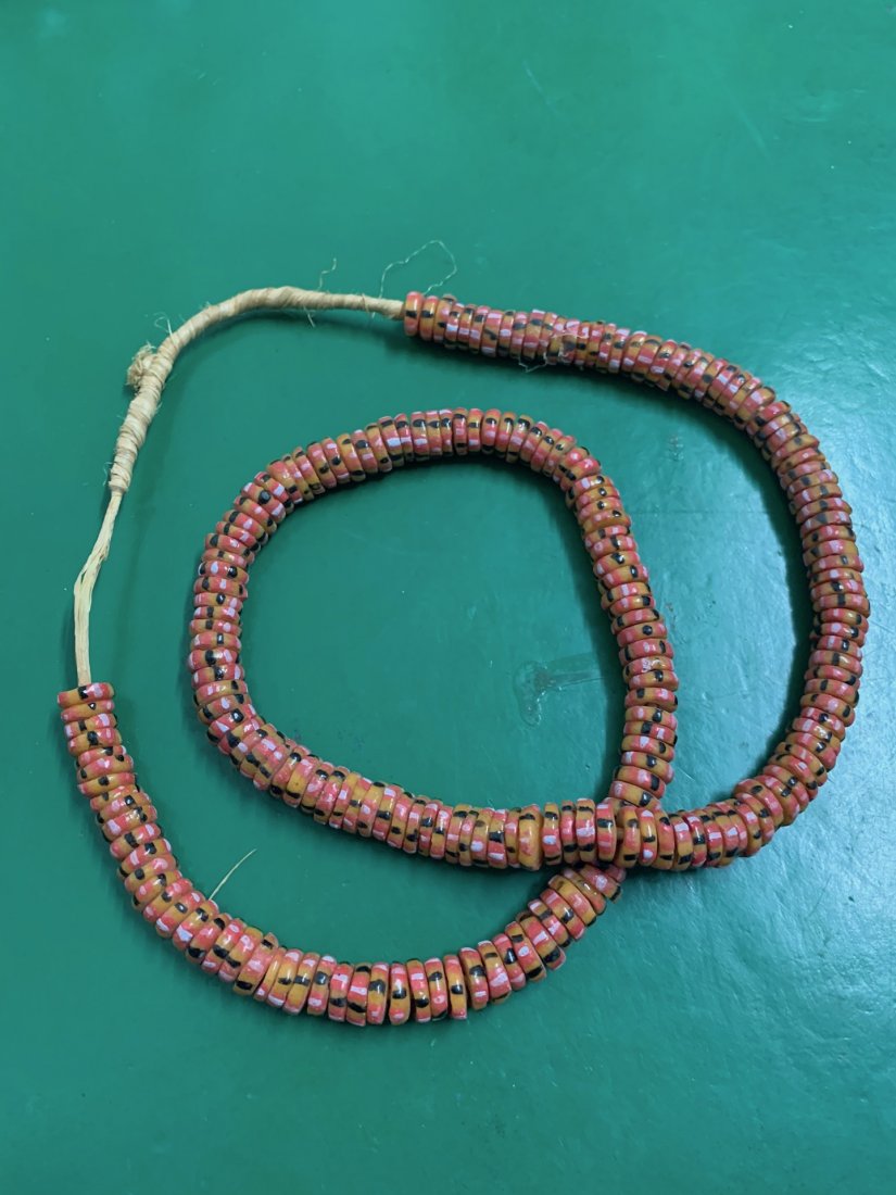 Glass Beads Necklace: African Tribal Art Glass Beads Necklace, Dimension is 32 rounds. The shipping cost for domestic is $15.00 flat rate shipping within the Continental US, international foreign shipping rates are determi