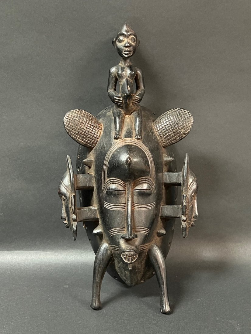 Senufo Mask: African Art Senufo Mask from Ivory Coast. The dimension is 13.25 inches high x 6.5 inches wide. The shipping cost for domestic is $45.00 flat rate shipping within the Continental US including handling