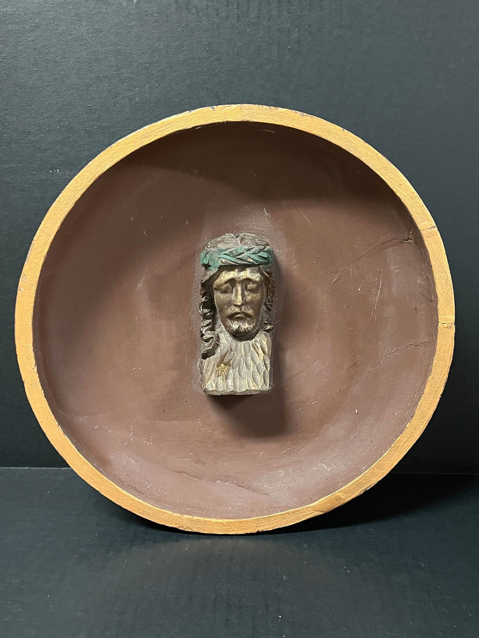 Religious Art Carved Wood Jesus Christ Head Plaque (1 of 7)