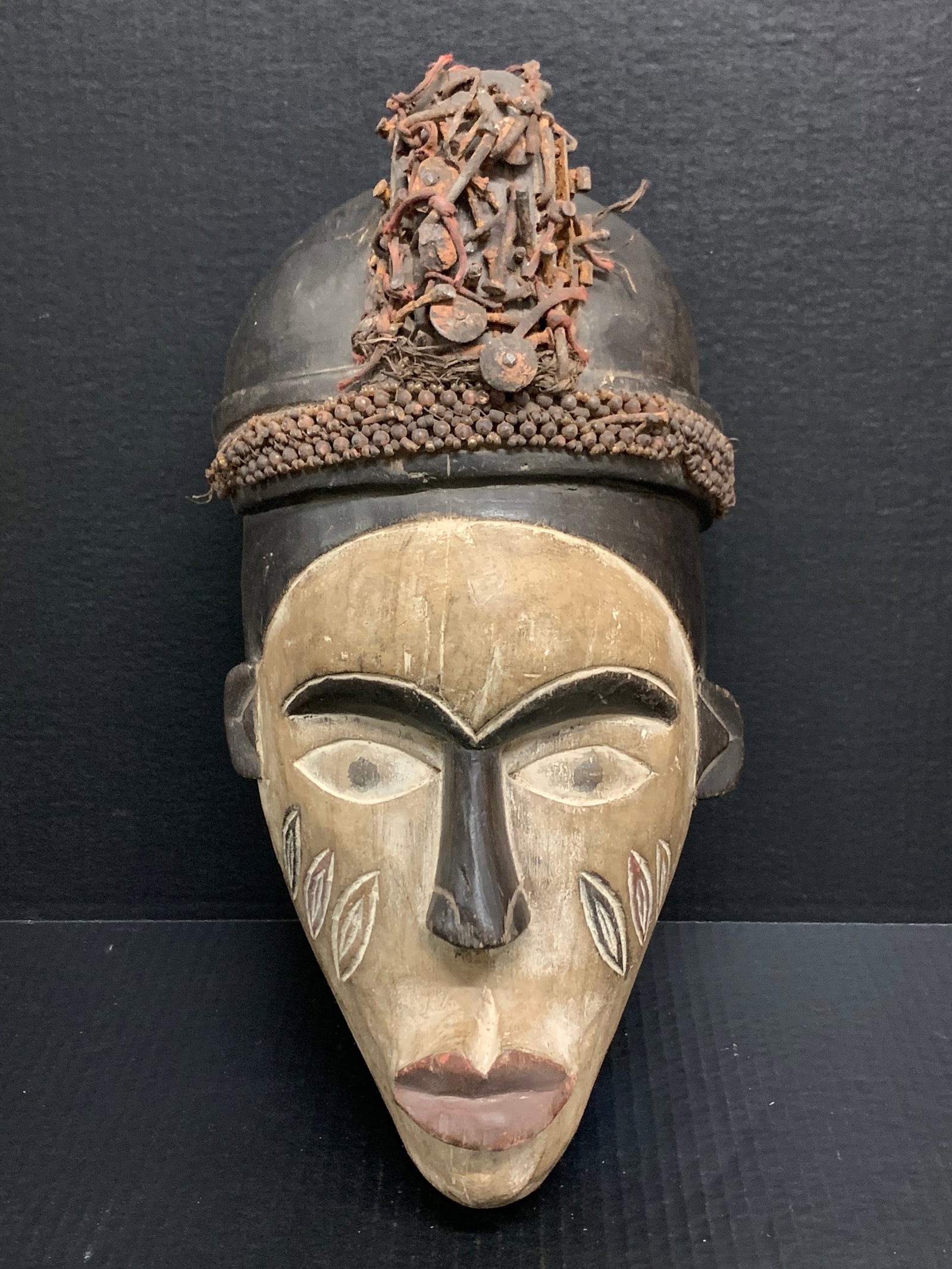Yoruba Mask: African Tribal Art Yoruba Mask. The dimension is 16 inches high x 9 inches wide. Please be aware that some of the items are vintage, secondhand, old ages, antiques and may have a defects or sign of ag