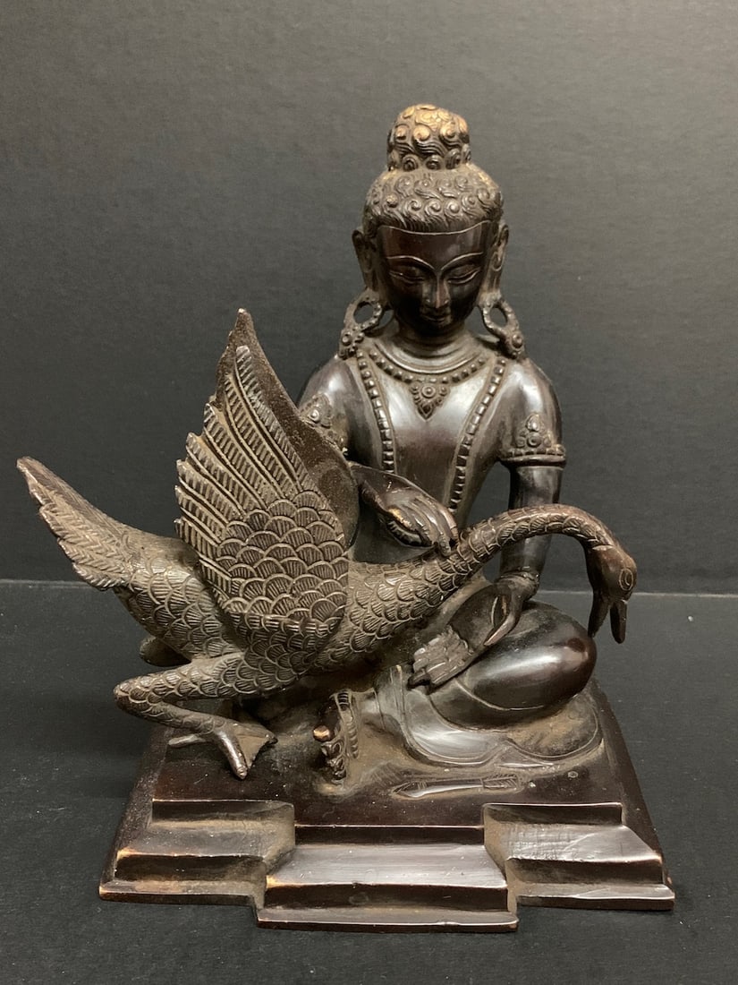 Chinese Art Gilt Bronze Quanyin Statue (1 of 9)